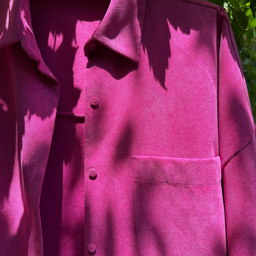 Zara Hot Pink Fine Corduroy Button Down Shirt
